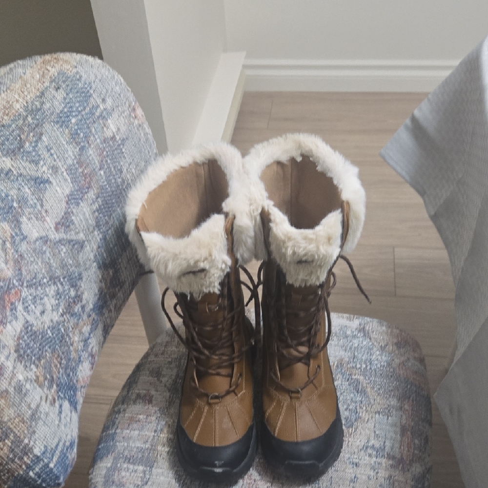 UGG Tan and Black Fur-Lined Winter Boots